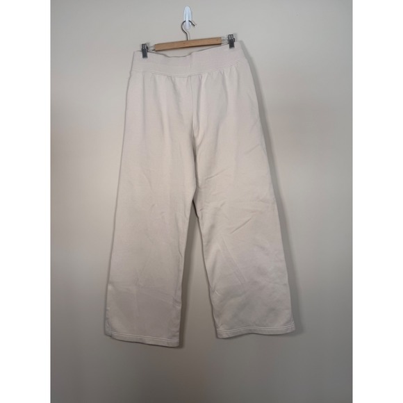 Nike Phoenix Wide Leg Sweatpants Beige Drawstring Logo Casual Lounge Size L - Picture 3 of 9